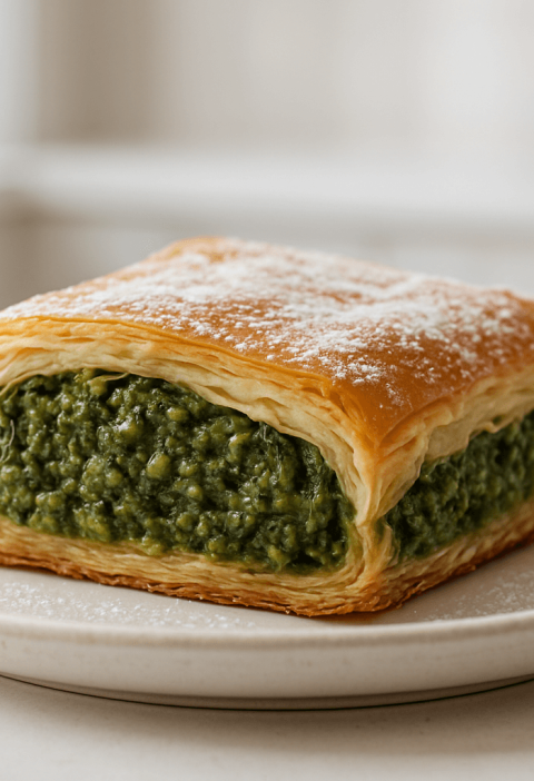ciasto francuskie ze szpinakiem