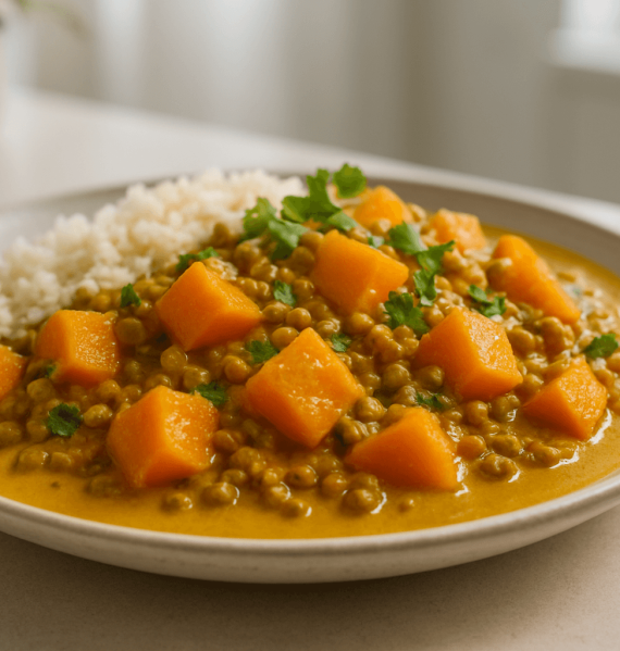 curry z dynią i soczewicą