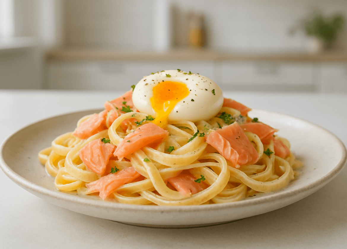 pasta z łososia i jajek