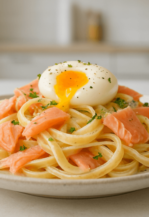 pasta z łososia i jajek
